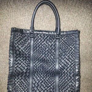 FALOR Falorni La Borse ITALY Hand Woven Black F2150 Leather Tote-RARE MODEL-NWT